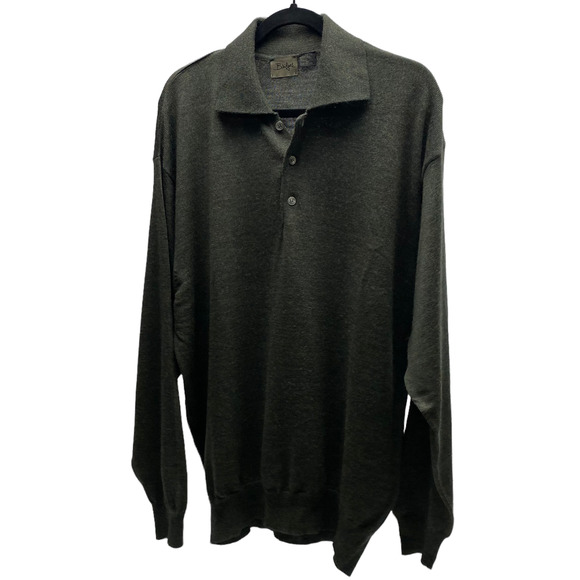 Bridges Men's 100% Fine Merino Wool Long Sleeve Henley Green Size XL - Picture 1 of 8